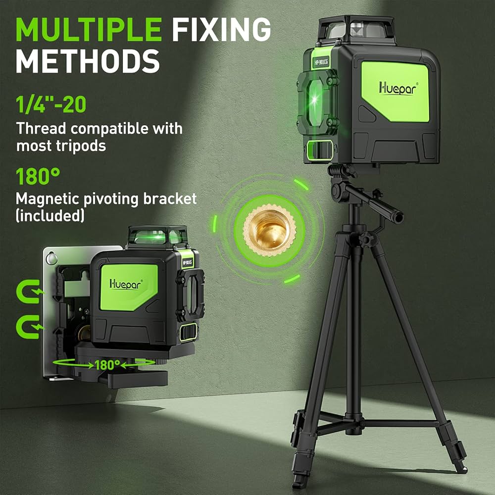 Huepar 901CG Self-Leveling Laser Level, 360 Green Beam Cross